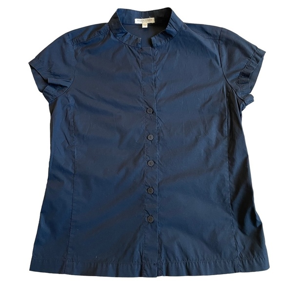 Eileen Fisher Navy Short Sleeve Petite Cotton/Spandex Button Down Top. Sz. PP - Picture 3 of 13